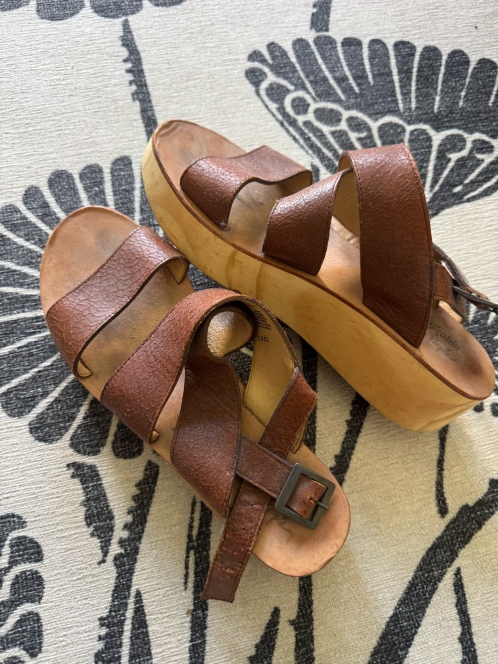 Free People Brown Leather Platform Sandals